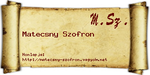 Matecsny Szofron névjegykártya